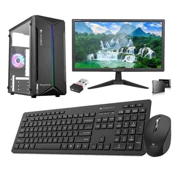 MegaDesk All-in-One Desktop Computer Set, i5 8th Gen, 16 GB RAM, 256 GB SSD, 1 TB HDD, 4GB Graphics Card, 19" HD LED Monitor, Wireless Keyboard & Mouse, WiFi, Windows 11 Pro, MS Office(16-256-1TB-4GB)