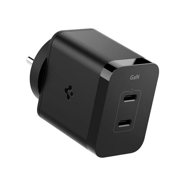 Spigen GaN Total 45w PE2211IN Fast Charger Adapter [PD, PPS] for iPhone 16/15/14/13(Pro,Pro Max,Plus), Galaxy S25/S24/23/22/21, Note 20/20+/10/10+/S10 5G (S/A/F/M) Vivo, Oppo and More - Black