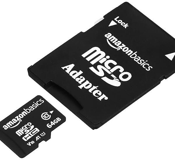Amazon Basics 64 GB Micro SD Card with Adapter | Upto 120 MB/s | Class 10 | U1, C10, V10 Speed Classes