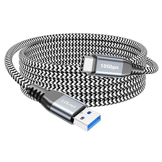 LDLrui 3M USB-C Cable 10Gbps Data Transfer, Braided Type C Fast Charging USB 3.2 Gen 2 to USB C Charger Cord for Oculus Quest 2, iPhone 15 Pro, Galaxy S23/S22/S21/S20, Moto G9, Pixel 8/7, Webcam