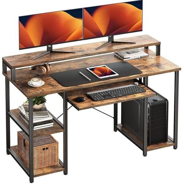 TEKAVO Computer Table with Keyboard Tray for Home Office, Office Desk with Storage, Engineered Wood Finish Study Writing Computer Laptop Table Desk 150x60x87 cm (XLarge -150 CM) - DIY