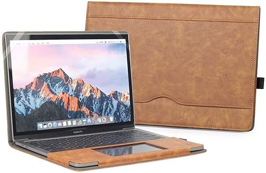 MOCA Leather Case Sleeve Compatible with MacBook Pro 13 Inch 2016-2021 (A1989 A1706 A1708 A2159 A2289 A2251 A2338) Laptop Sleeve Protective Folio Book Cover (New MacBook Pro 13, Light -Brown)