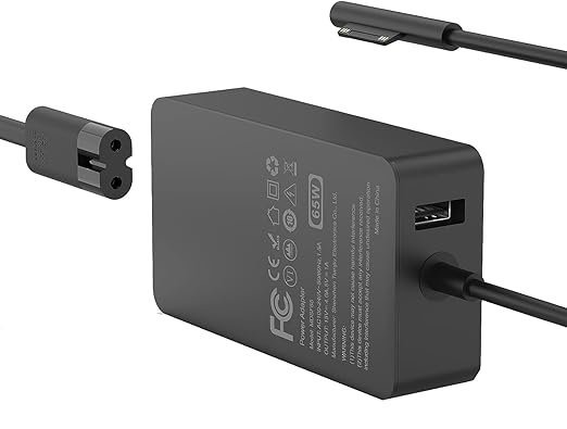Maxelon Power Cable&Surface Pro Charger 65W For Microsoft Surface Charger,Surface Pro 9,8,7+,7,6,5,4,3,X,Windows Surface Laptop 5,4,3,2,1 Studio,Surface Go Tablet,Surface Book 3,2,1,Black
