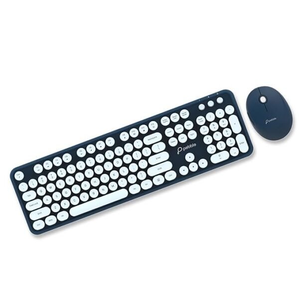 Pebble Wireless Mouse & Keyboard Combo with 2.4GHz Nano Receiver, Rounded Keys, Integrated Multimedia Control and Power Saving (Blue)