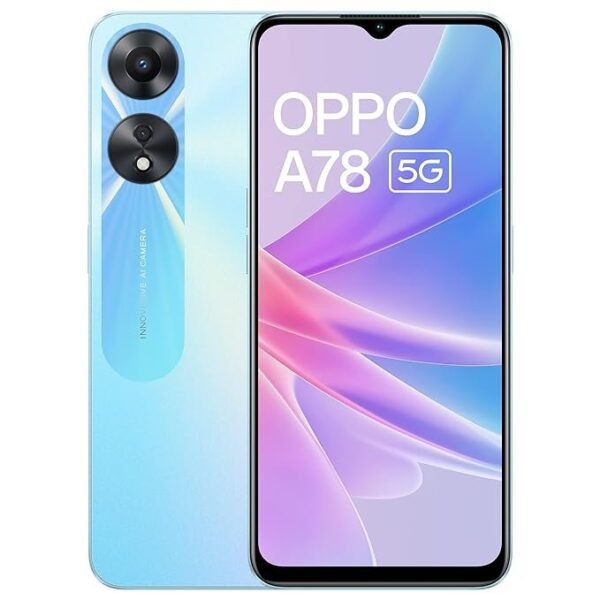 Oppo A78 5G (Glowing Blue, 8GB RAM, 128 Storage) | 5000 mAh Battery with 33W SUPERVOOC Charger| 50MP AI Camera | 90Hz Refresh Rate | with No Cost EMI/Additional Exchange Offers