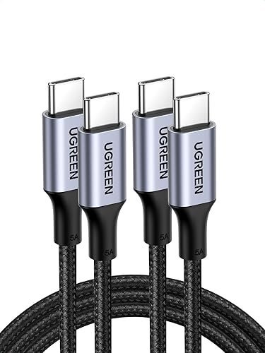 UGREEN 2 Pack 100W USB C to USB C Charger Cable, Type C PD Fast Charging Cord, USB2.0 480Mbps for iPhone 16 Pro Max, MacBook Pro, iPad Pro, Dell, Matebook, Chromebook, Pixel, Galaxy S24, Switch, 2M